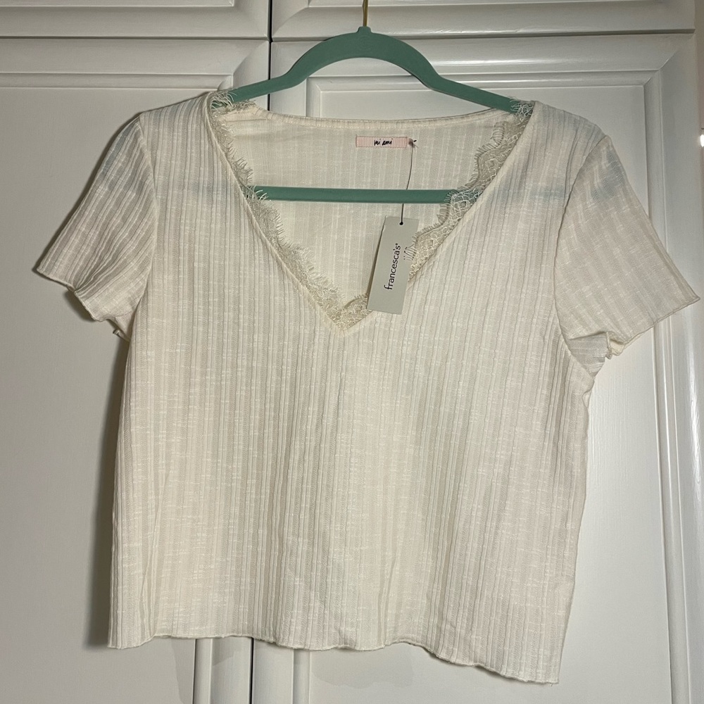 Francesca’s cream colored crop top